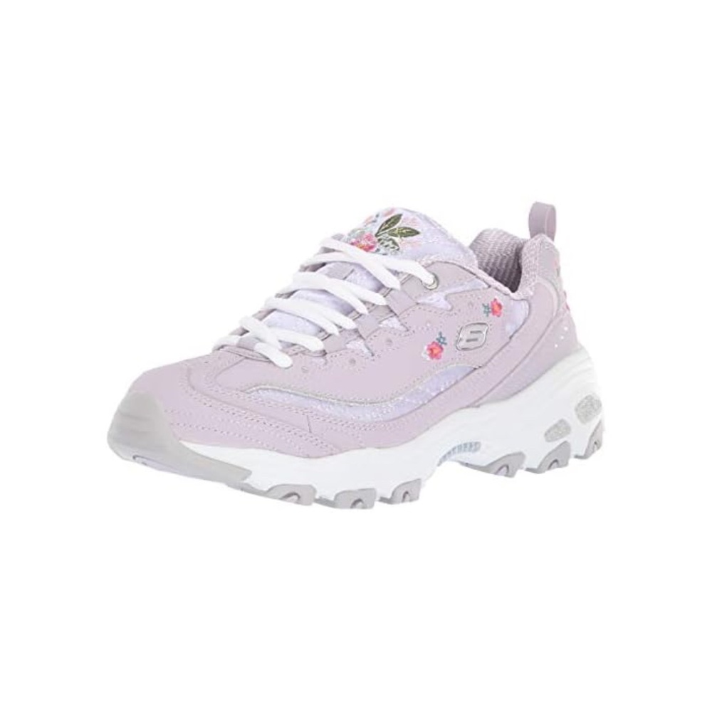 Skechers Women's D'Lites-Bright Blossoms Sneaker, Lavender, 9M US